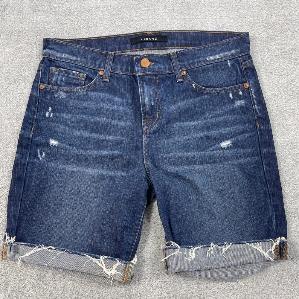 J Brand Denim Shorts Women 26 Blue Synthesis Distressed Cutoff